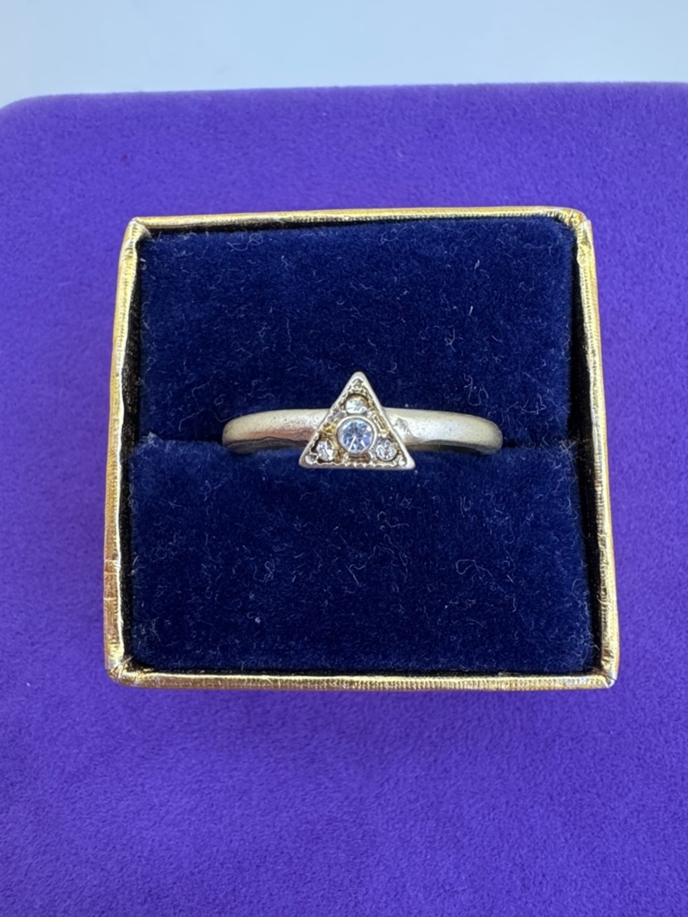 💛 Brushed Gold Pyramid Crystal Accent Ring | Bold Boho Stacking Beauty